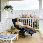 Kozyard Adjustable Outdoor Reclining Lounge Chair, Cushioned Patio Chaise Lounge with Extendable Metal Frame for Sunbathing, Reading & Relaxing – Comfortable Outdoor Recliner(Navy Blue) - Image 6