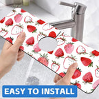 Watercolor Strawberry Kitchen Sink Splash Guard Mat Absorbent Fast Drying Mat - Image 6
