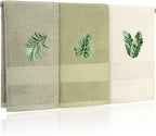 3 Pcs Sage Green Hand Towels Tropical Bathroom Decor Farmhouse Embroidered Sage by FuWeave