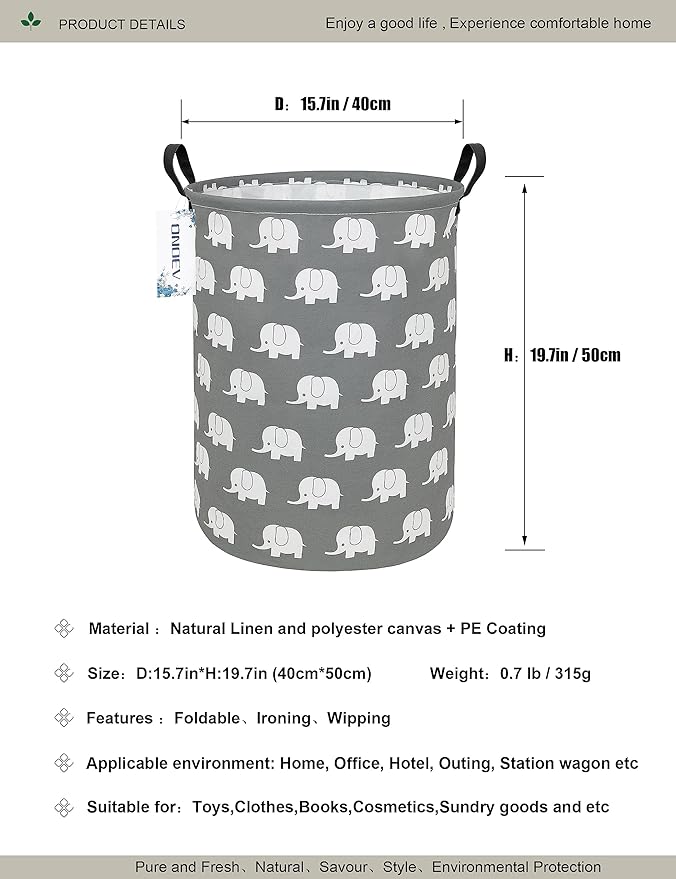 Round waterproof laundry basket, foldable storage basket, laundry Hampers - Image 2