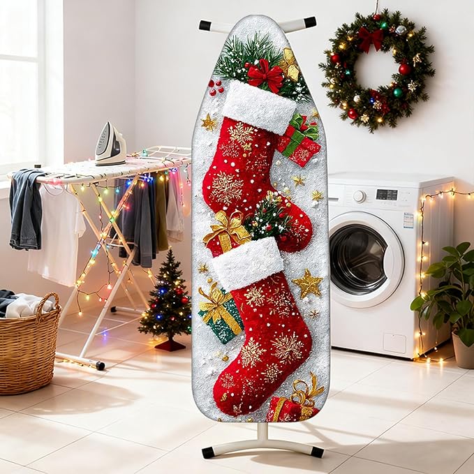 Nuxovilar Ironing Board Cover Winter Stockings Pattern Polyester 15x54 Inches - Image 2