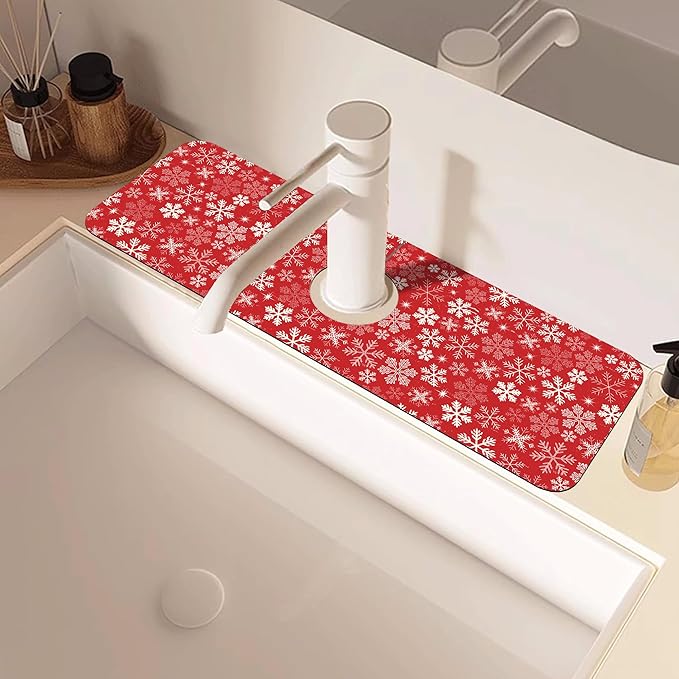 Christmas Snowflake Kitchen Sink Splash Guard Mat Absorbent Fast Drying Mat - Image 2