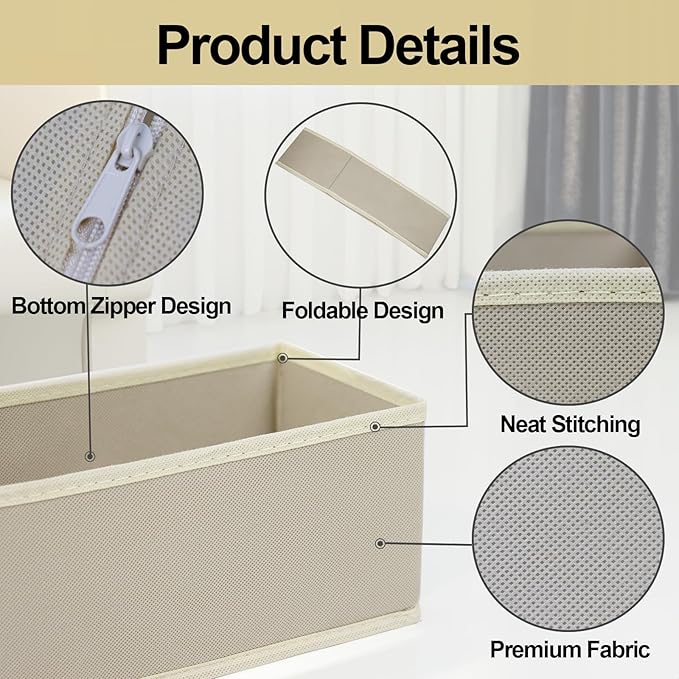 16 Pack Drawer Organizer Clothes, Foldable Fabric Dresser Organizer Closet - Image 5