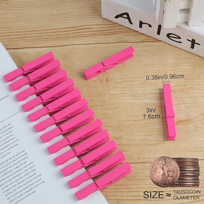 Phinus 72 Pcs Wooden Clothes Pins, 2.9 Inch Clothes Pins - Image 3