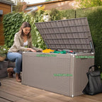 120 Gallon Waterproof Outdoor Storage Box,Resin Deck Box,Lockable Outside Storage Box Container for Patio Furniure,Garden,Pool Tools (120 Gallon,Grey) - Image 2