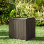 JUMMICO 31 Gallon Resin Deck Box Waterproof Indoor Outdoor Storage Boxes for Patio Furniture Cushions and Garden Tools (Brown) - Image 4