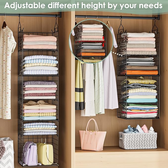 6-Tier Closet Hanging Organizer Shelves, Hanging Closet Organizer and Storage - Image 4