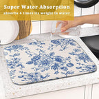 Vintage Blue Floral Dish Drying Mat - Image 7
