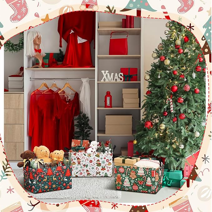 4 Pack Christmas Storage Bin Collapsible Large Christmas Storage Baskets - Image 4