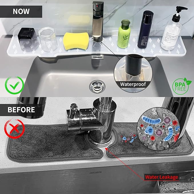 Gosmol Kitchen Faucet Sink Splash Guard Silicone Faucet Mat, XXL 30 inch Faucet - Image 7