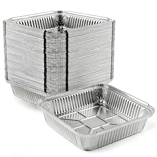 Aluminum Pans 8x8 inch-50 Pack Disposable Foil Pans, Square Aluminum Baking by Benestanti