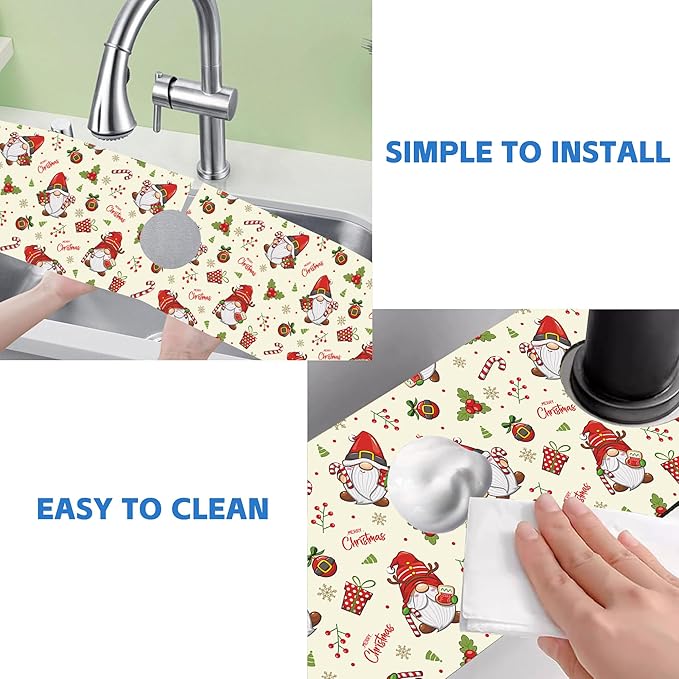 Christmas Santa Claus Kitchen Sink Splash Guard Mat Absorbent Fast Drying Mat - Image 5