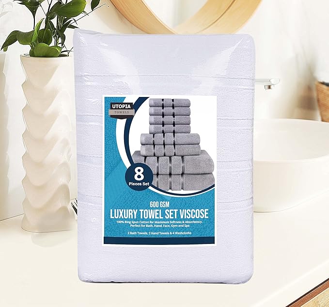 Utopia Towels 8 Piece Luxury Towel Set, 2 Bath, 2 Hand, and 4 Wash Cloths - Image 8