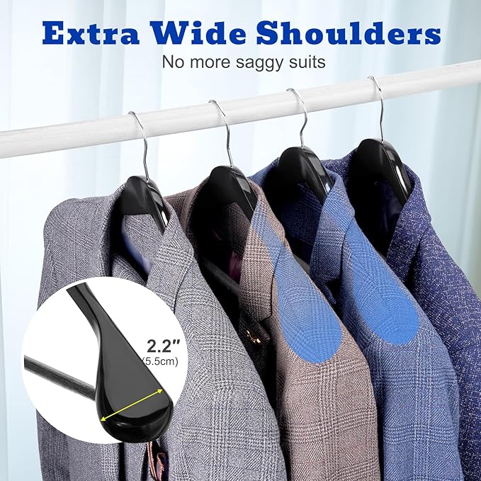 HOUSE DAY High-Grade Suit Hangers, Wide Shoulder Wooden Hangers - Image 3