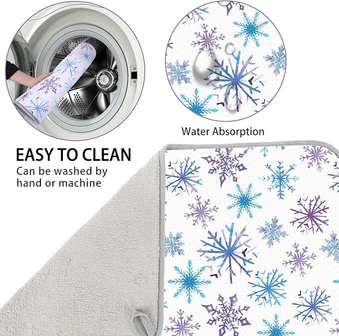 Whaline Winter Snowflake Dish Drying Mat 18 x 24 Inch Extra Large Christmas - Image 4