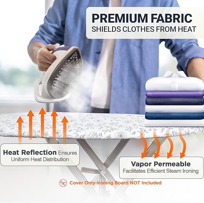 Ironing Board Cover and Pad 15"x54" Extra Thick Natural Cotton, Scorch and - Image 6