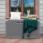Greesum 100 Gallon Resin Deck Box Large Outdoor Storage with Cushions for Patio Furniture, Garden Tools, Pool Supplies, Weatherproof and UV Resistant, Lockable,Gray - Image 2