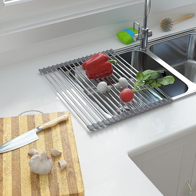 Large Expandable Roll Up Dish Drying Rack, Heat-Resistant Dish Drainer - Image 7