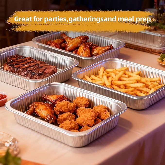 Aluminum Foil Pan with Lids, Heavy Duty Disposable Aluminum Baking Pans - Image 7