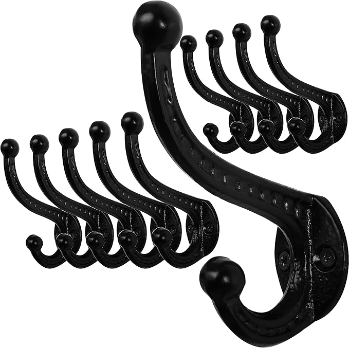 WEBI Rustic Coat Hooks:10 Cast Iron Hooks by WEBI