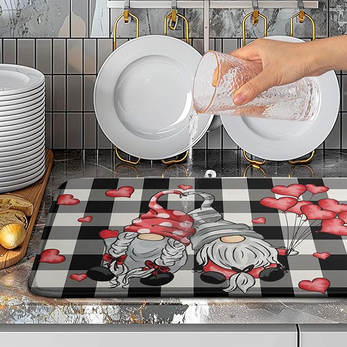 Valentine Gnome Hearts Dish Drying Mat Valentines Gnomes Dishes Dryer Mats - Image 4