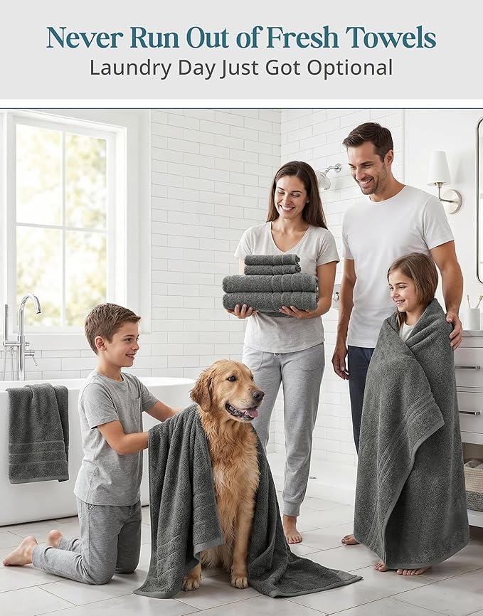 100% Cotton Bath Towels Set of 24 – 2 Bath Sheets, 2 Large Bath Towel, 2 Gym - Image 4