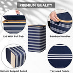 BALEINE Laundry Hamper with Lid, Tall Laundry Baskets with Bamboo Pull Handles - Image 3