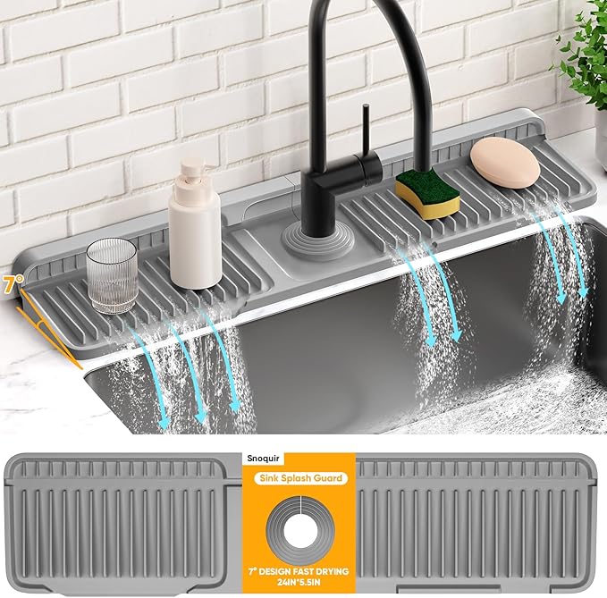 24'' Longer Faucet Mat for Kitchen Sink Splash GuardKitchen Sink Faucet Mat - Image 9