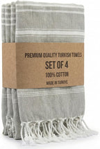 Clotho 4 Pack Silver Gray Turkish Hand Towels by Clotho
