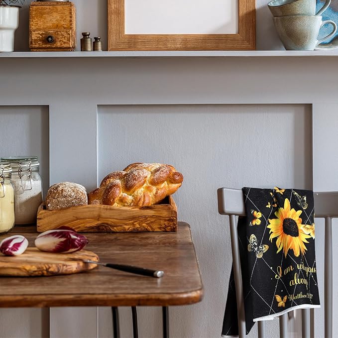 Bencailor 4 Pcs Sunflower Kitchen Towels Butterfly Flower Hand Dish Towels - Image 2