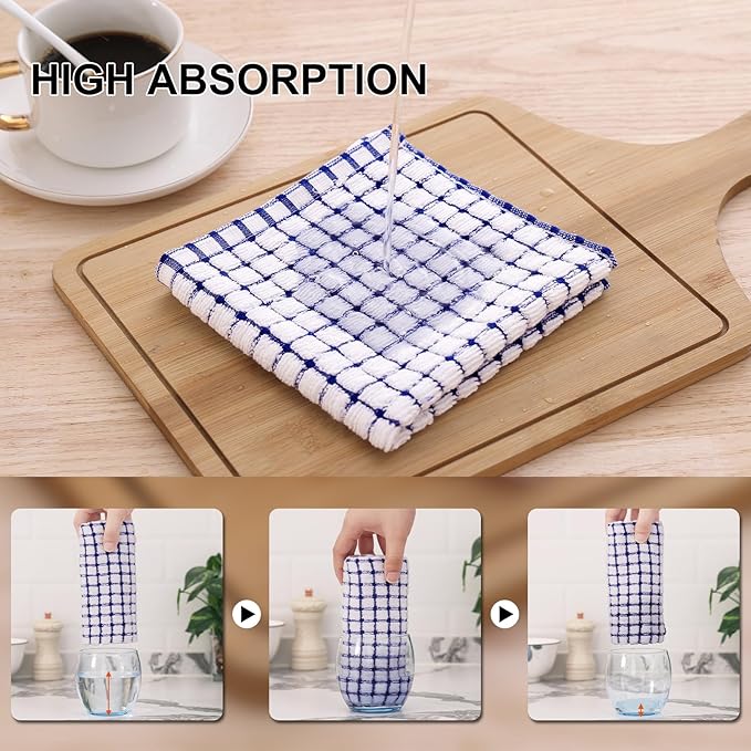 Kitinjoy Cotton 12 Pack Kitchen Towels and Dishcloths Sets, 16 x 25 Inch & 12 X - Image 3