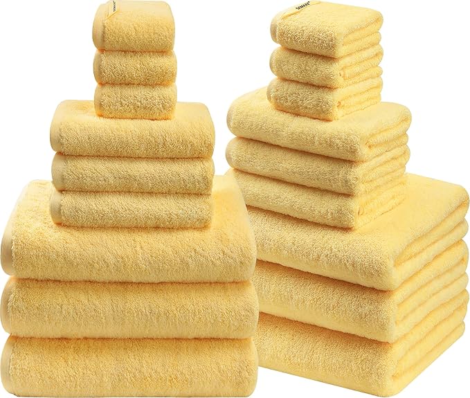 SEMAXE 18-Pack Bath Towel Set Include 6 Bath Towels, 6 Hand Towels, 6 Wash by SEMAXE