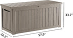 TARKARI 270 Gallon Lockable Resin Deck Box, Waterproof & UV-Resistant Outdoor Storage Box for Outdoor Cushion Storage, Garden Tools & Pool Accessories Storage, Gray - Image 2