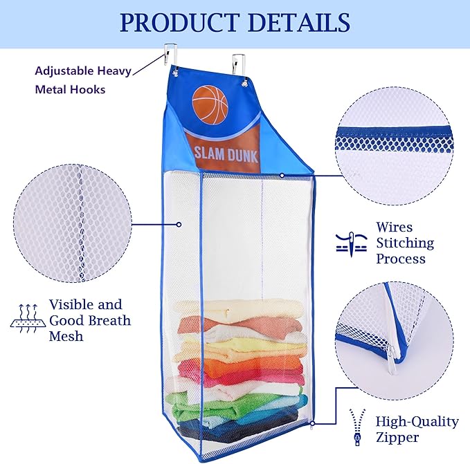 SPINFOX 2 Pack Over the Door Laundry Hamper, Hanging Basketball Laundry Hamper - Image 5