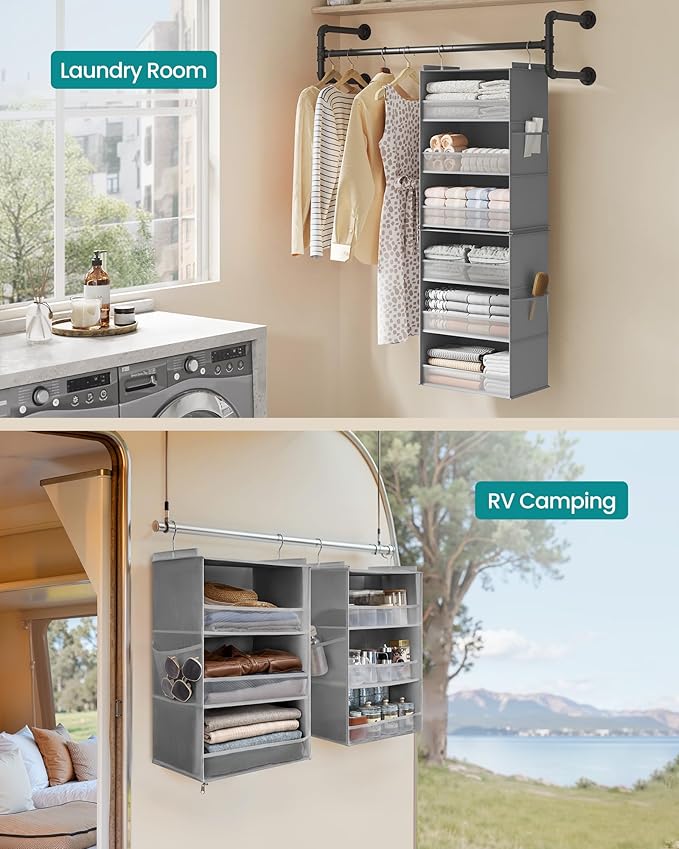 SONGMICS Hanging Closet Organizer, 6-Tier Fabric Storage Shelf, Separable - Image 6