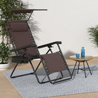 Best Choice Products Folding Zero Gravity Outdoor Recliner Patio Lounge Chair w/Adjustable Canopy Shade, Headrest, Side Accessory Tray, Textilene Mesh - Brown - Image 2