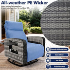 Outdoor Recliner Chair Set of 2, Wicker Patio Recliners with Adjustable Backrest and Extended Foot Rest, Reclining Patio Chairs with Flip Table & Removable Cushion Cover for Porch - Image 5