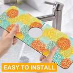 2 Pack Abstract Flowers Sink Splash Guard Faucet Mat Vintage Floral Super - Image 4