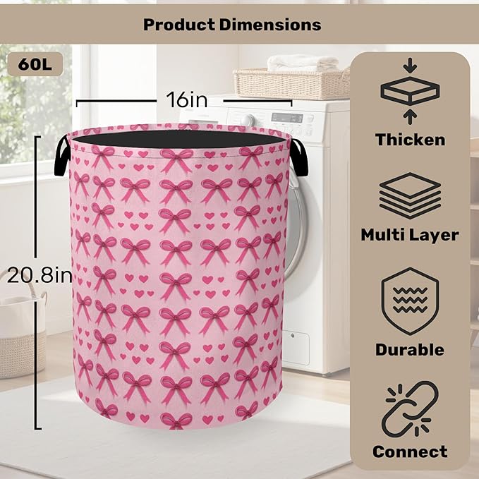 Pink Bow Laundry Hamper - Image 2