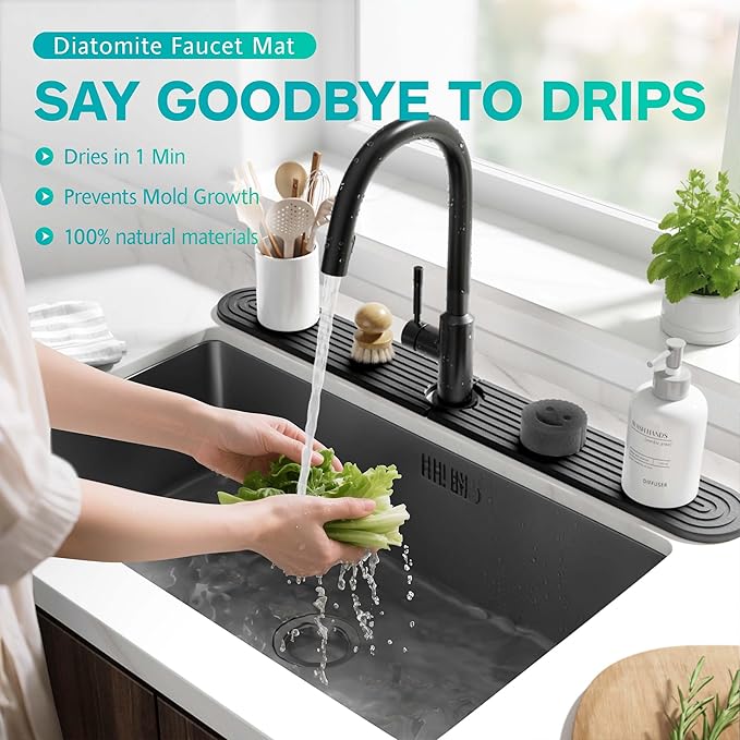 Stone Faucet Mat for Kitchen Sink – Diatomite Fast-Drying Stone Tray, Faucet - Image 5