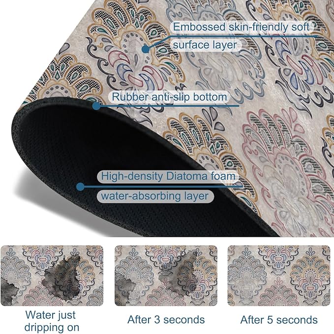 Grey Ceramic Printing Sink Splash Guard Ceramic Texture Faucet Absorbing Mat - Image 3