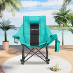 Oversized Rocking Camping Chair with Headrest & Cup Holder - 400lbs Capacity, 600D Oxford Fabric, Easy Fold Portable Outdoor Rocker Chair for Camping, Backyard, Beach, Blackgreen - Image 2