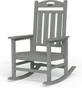 Oversized Rocking Chair Outdoor, High Back Porch Rocker Chair, HDPE All Weather Resistant Rocking Chairs for Patio, 380lbs Weight Capacity, Grey by Suunyn