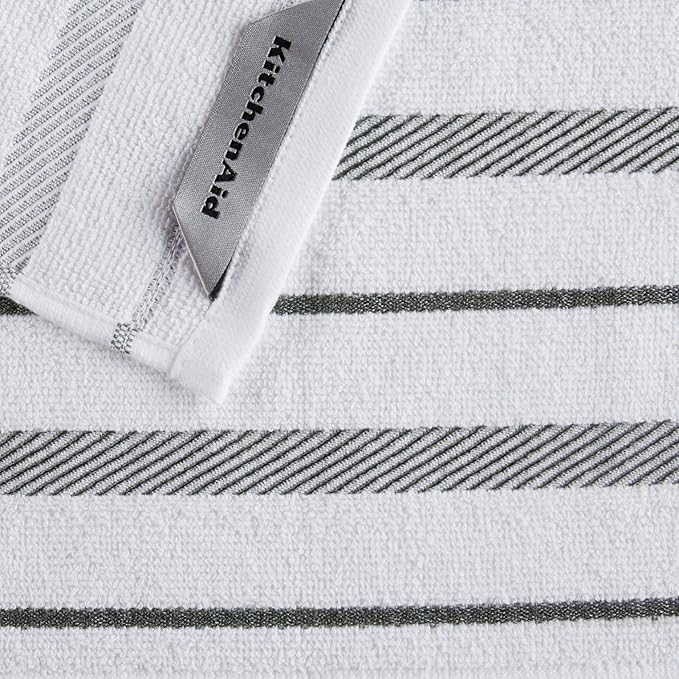 KitchenAid Albany Dishcloth 8 Pack Set, Charcoal Grey/White - Image 4