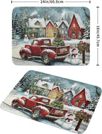 Christmas Dish Drying Mat for Kitchen Counter 24x18 Inch Xmas Red Truck Drying - Image 4