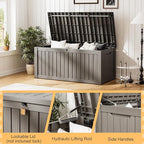 Outdoor Storage Box, Resin Deck Boxes Indoor and outdoor, Waterproof Storage Box Lockable Lid (Grey,270 Gallon) - Image 3