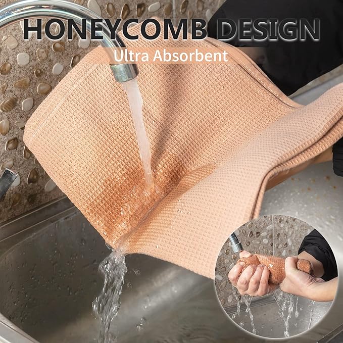 QUILTINA Dish Towels Set, 100% Cotton Waffle Weave Kitchen Towels 6 Pack - Image 3