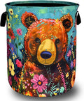 Bear Laundry Basket Oxford Cloth Foldable Colored Animal Flowers Laundry Hamper by Unknown