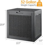 Outdoor Storage Box, Resin Deck Boxes Indoor and outdoor, Waterproof Storage Box Lockable Lid (Black,32 Gallon) - Image 2