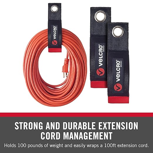 Velcro Brand Easy Hang Extension Cord Organizer Holder | Large 18" Heavy Duty - Image 2